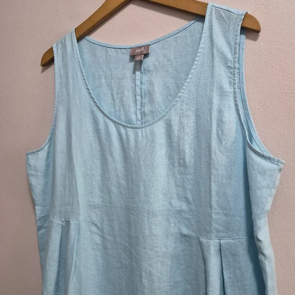 J. Jill NWOT 100% Linen Sleeveless Dress Turquoise Size Large - Picture 3 of 7